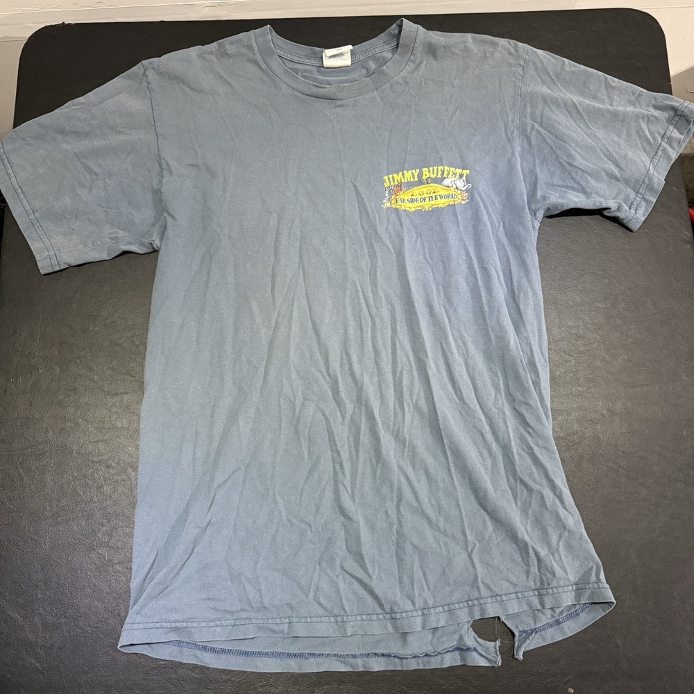 VTG Jimmy Buffett 2002 Far Side of the World Tour T-Shirt‎ Blue Sz L Distressed
